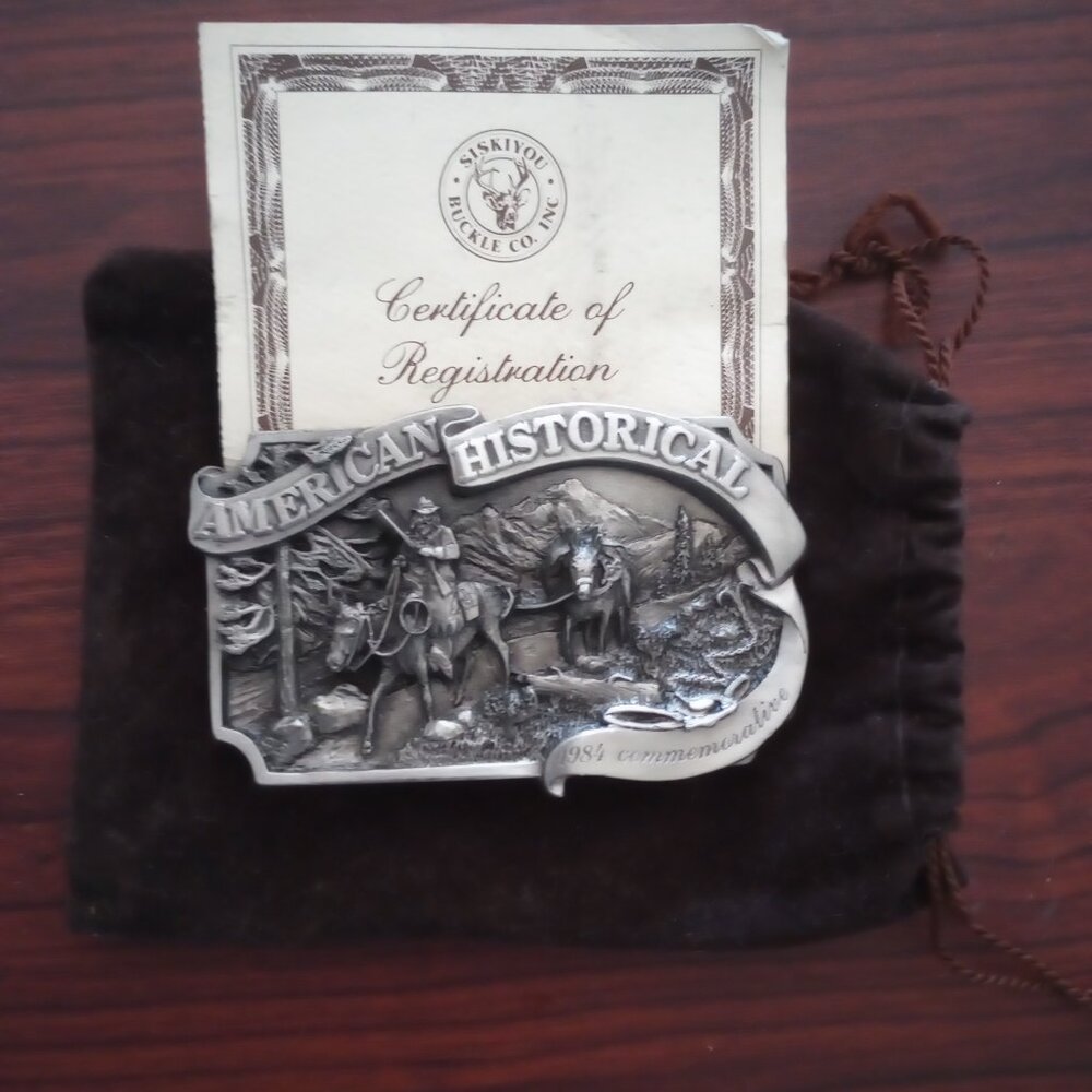 Vintage American Historical 1984 Commemorative Siskiyou Belt Buckle